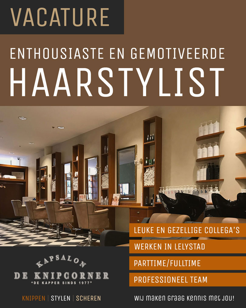 vacature haarstylist Lelystad, De Knipcorner